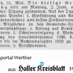 Haller Kreisblatt, 1930 05 31 Ankündigung der Sitzung der Gemeindevertretung Häger