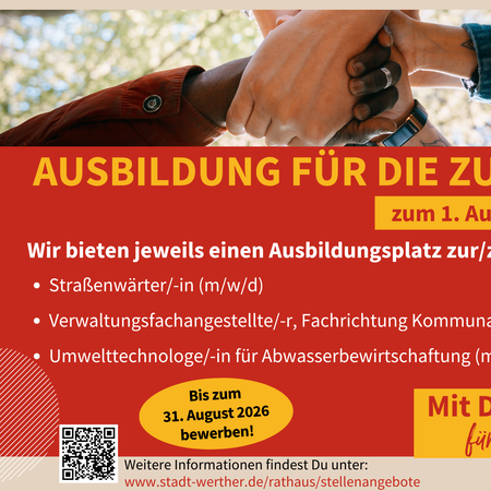 Das Plakat für die neuen Ausbildungsstellen ist zu sehen.