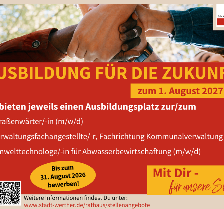Das Plakat für die neuen Ausbildungsstellen ist zu sehen.
