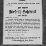 Haller Kreisblatt, 1930 01 14, Sterbeanzeige Friedrich Gosebrink