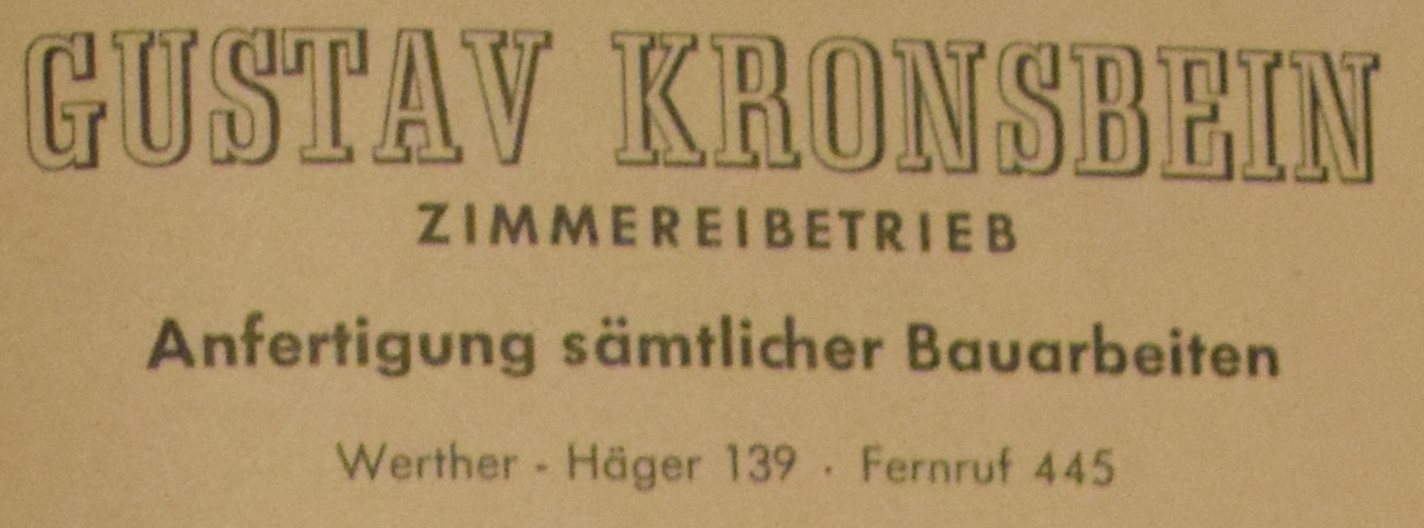 Anzeige Zimmereibetreib Gustav Kronsbein 1967 Anzeige Zimmereibetreib Gustav Kronsbein 1967