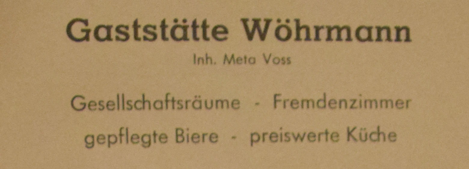 Anzeige Gaststätte Wöhrmann